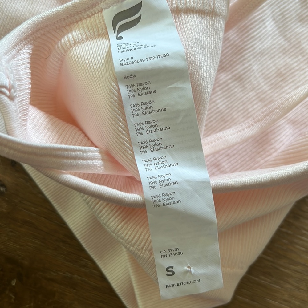 Fabletics Light Pink Ribbed Sports Bra | S - Picture 5 of 5